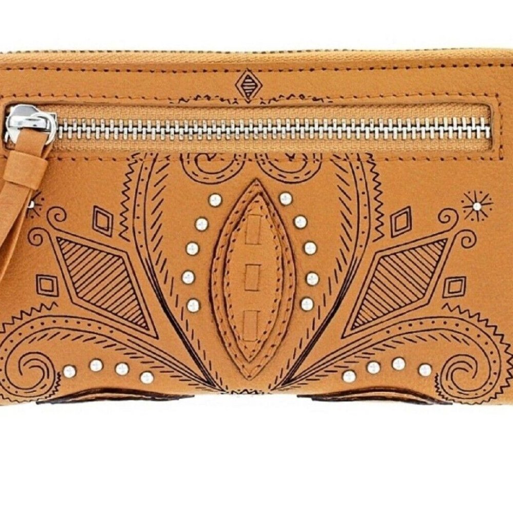 Brighton Studded Camel Indie Zip Around Wallet - Picture 3 of 3